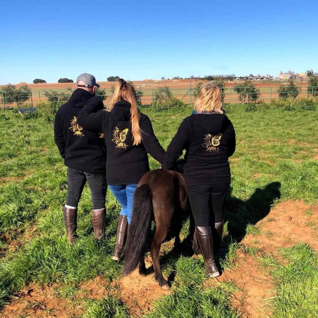 fisioterapeuta, dos psicólogas, dos maestras de educación, una terapeuta ocupacional y una trabajadora social, expertas en terapias con caballos.